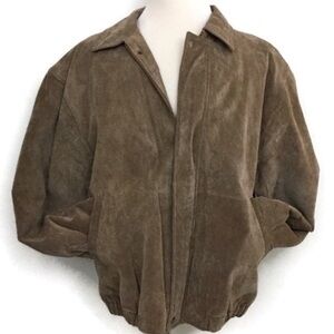 CAMBRIDGE | Bomber Tan Suede Leather Jacket